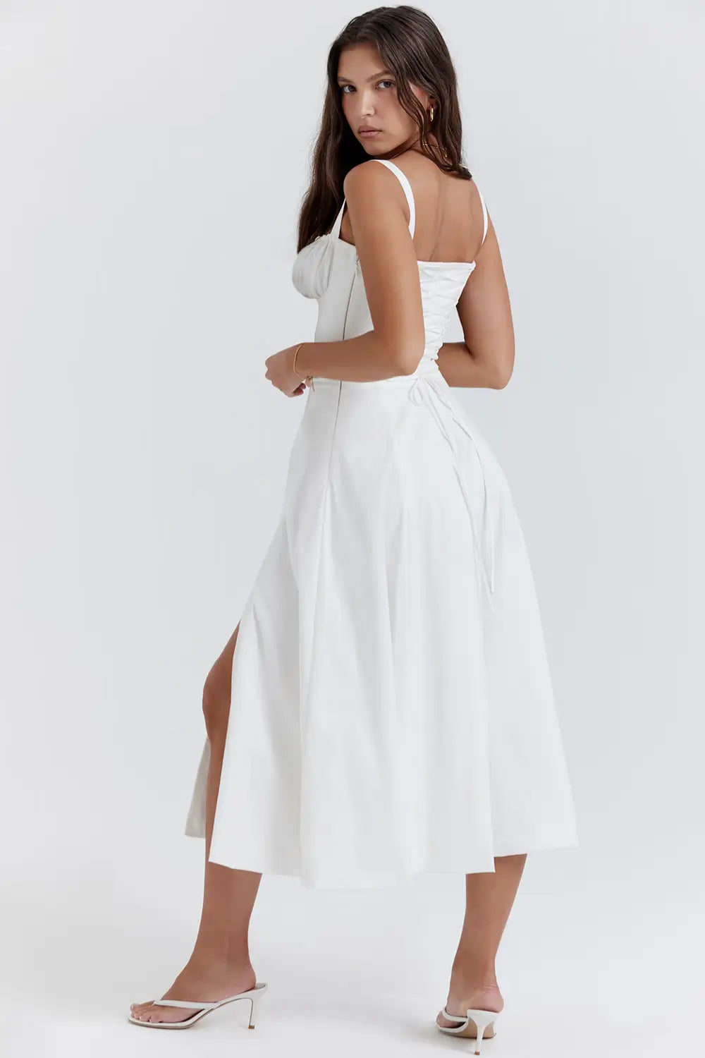 Vestido Midi Blanco Corset