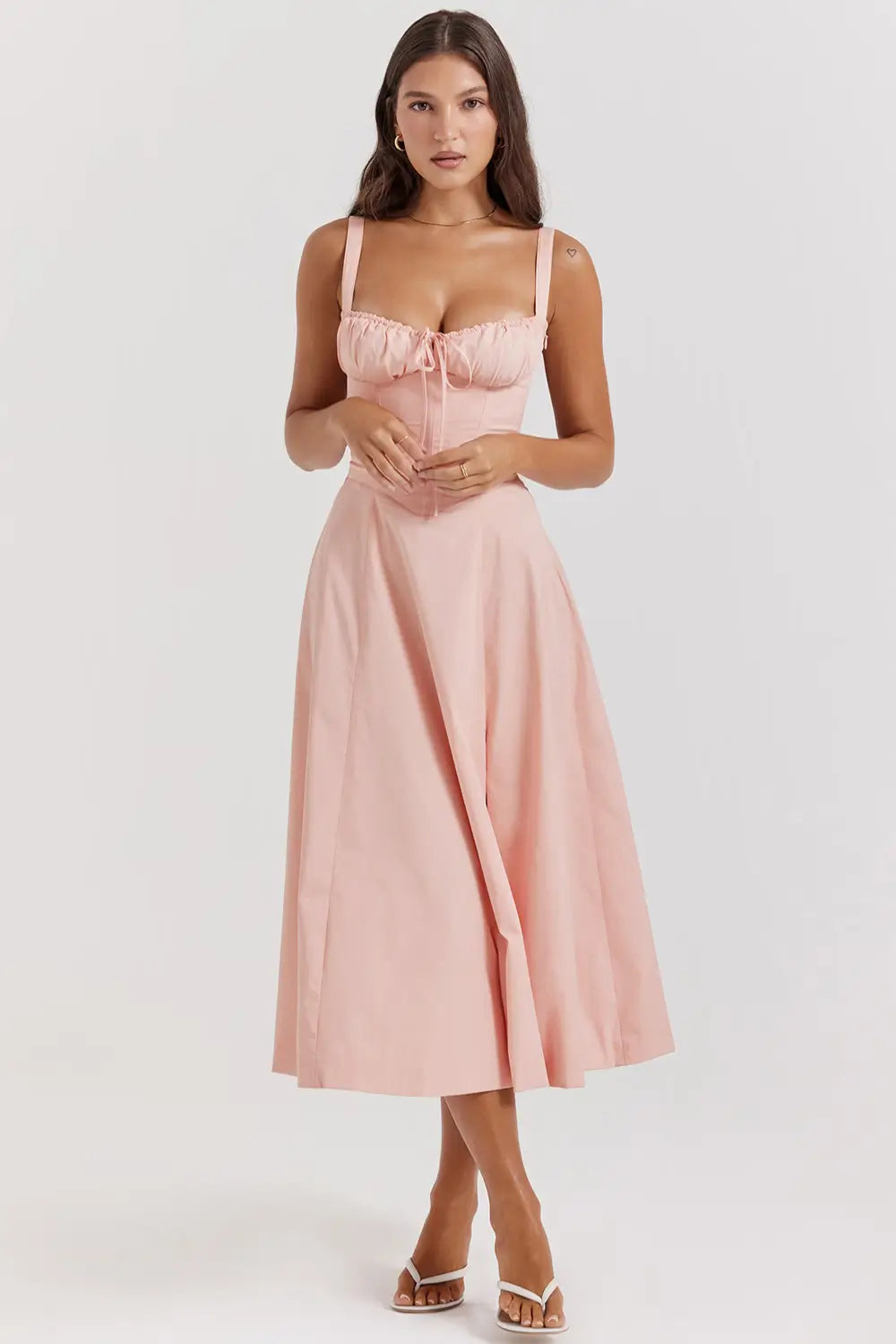 Vestido Midi Rosa Corset
