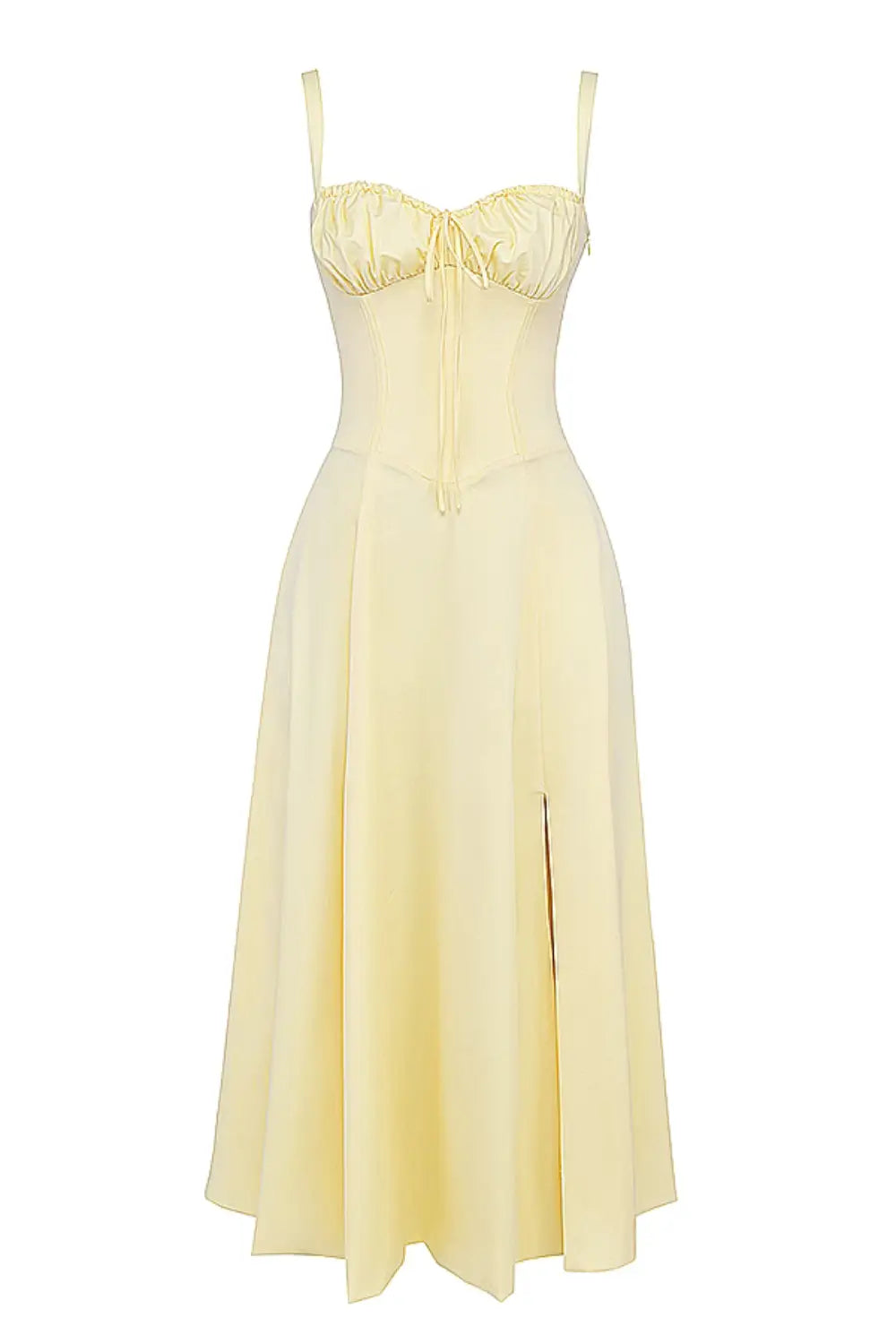 Vestido Midi Amarillo Corset