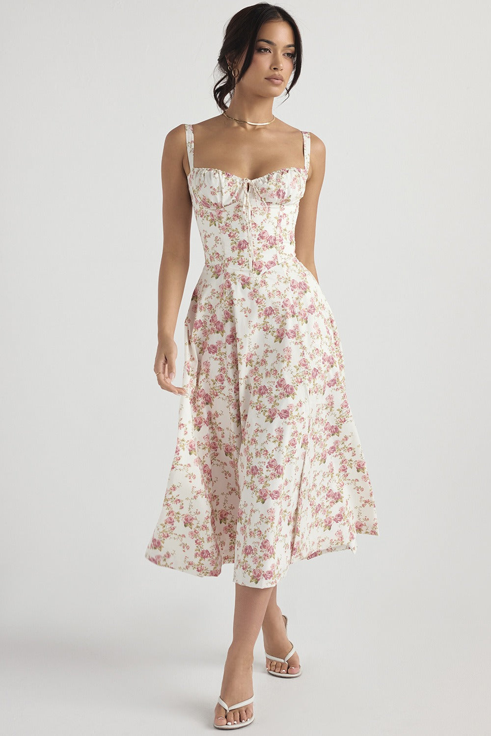 Vestido Midi Attracione Floral - Moldea la Cintura
