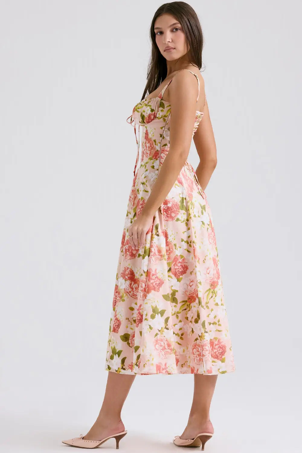 Vestido Midi Attracione Floral - Moldea la Cintura