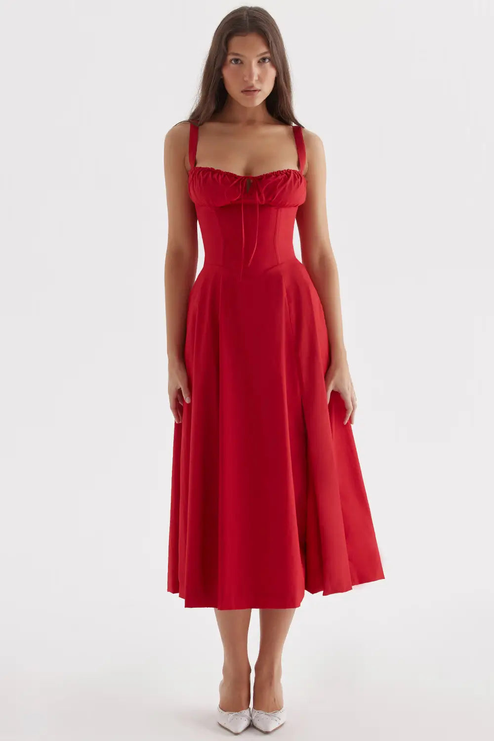 Vestido Midi Rojo Corset