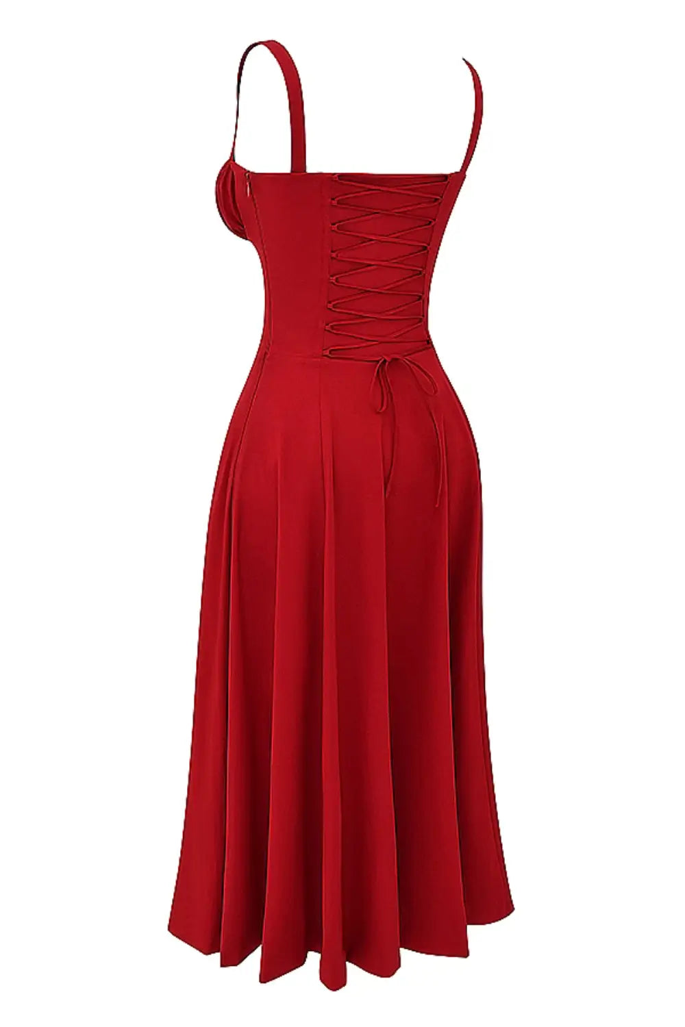 Vestido Midi Rojo Corset
