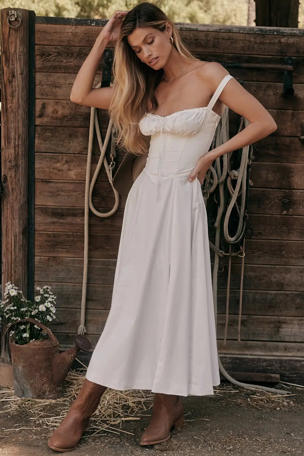 Vestido Midi Blanco Corset