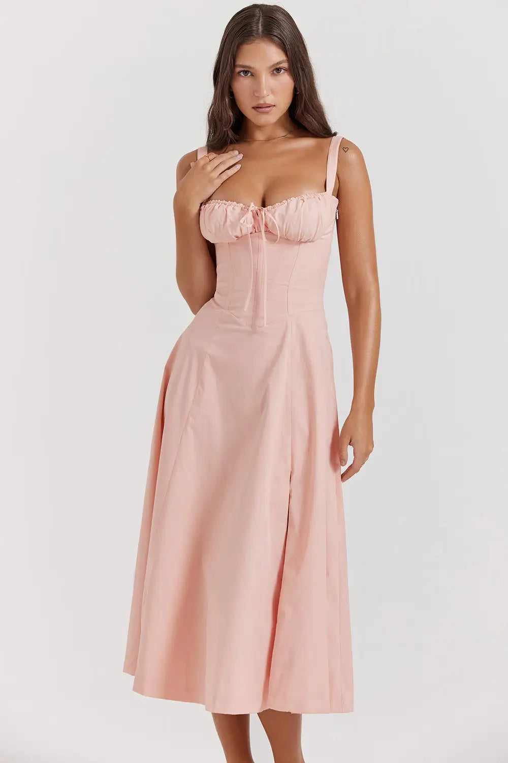 Vestido Midi Rosa Corset
