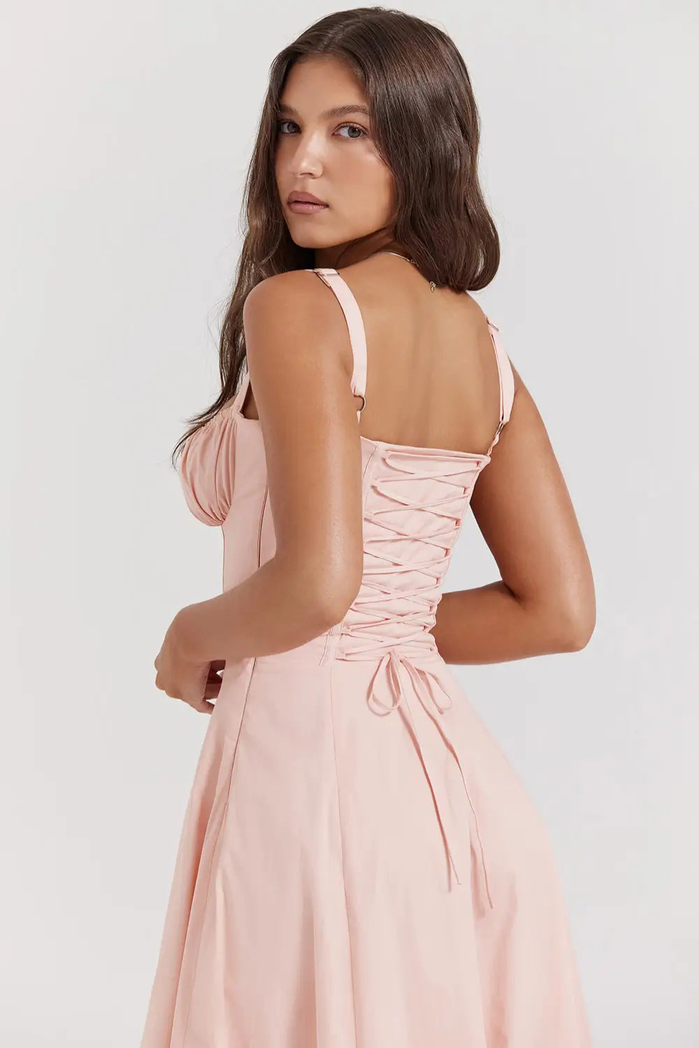 Vestido Midi Rosa Corset