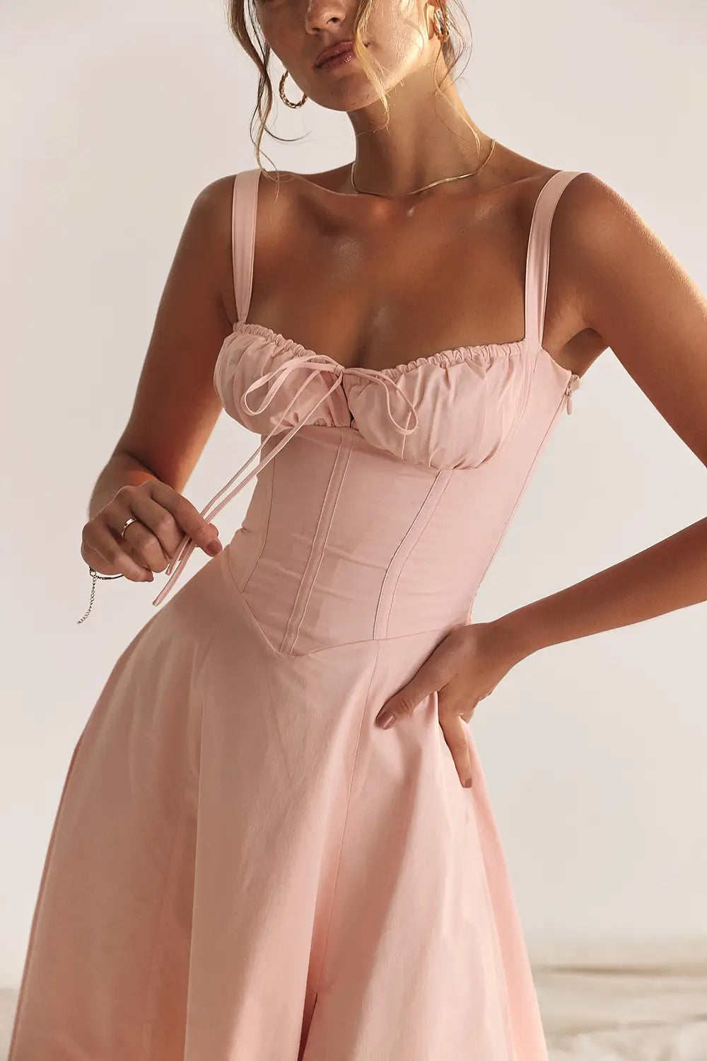 Vestido Midi Rosa Corset